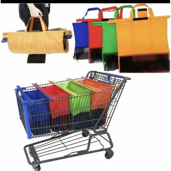 Reusable Trolley Shopping Cart Bags Grocery Organizer for Trolley Shopping Carts - Picture 7 of 9
